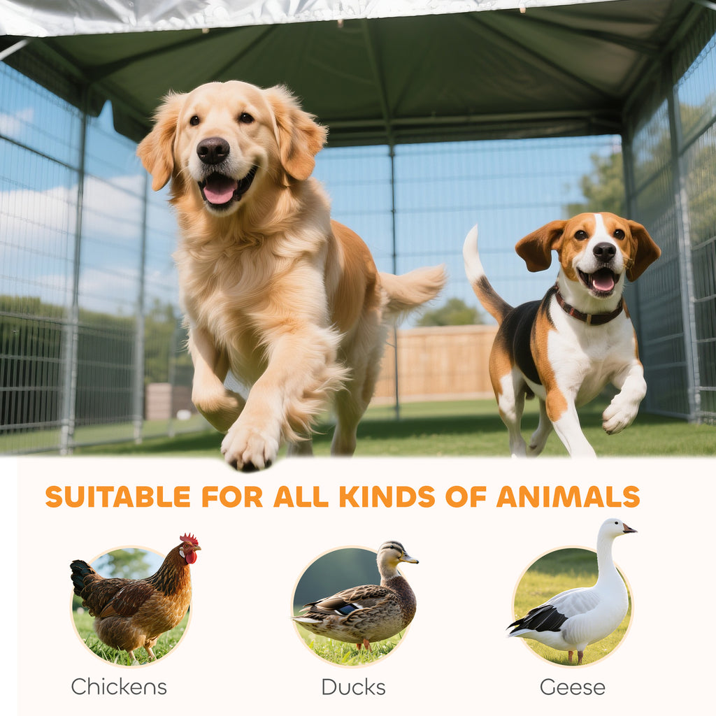 Outdoor Dog Kennel With Adjustable & Rotatable Bowl Rack, Waterproof Cover, Secure Lock, 19.7 X 7.5 X 5.2