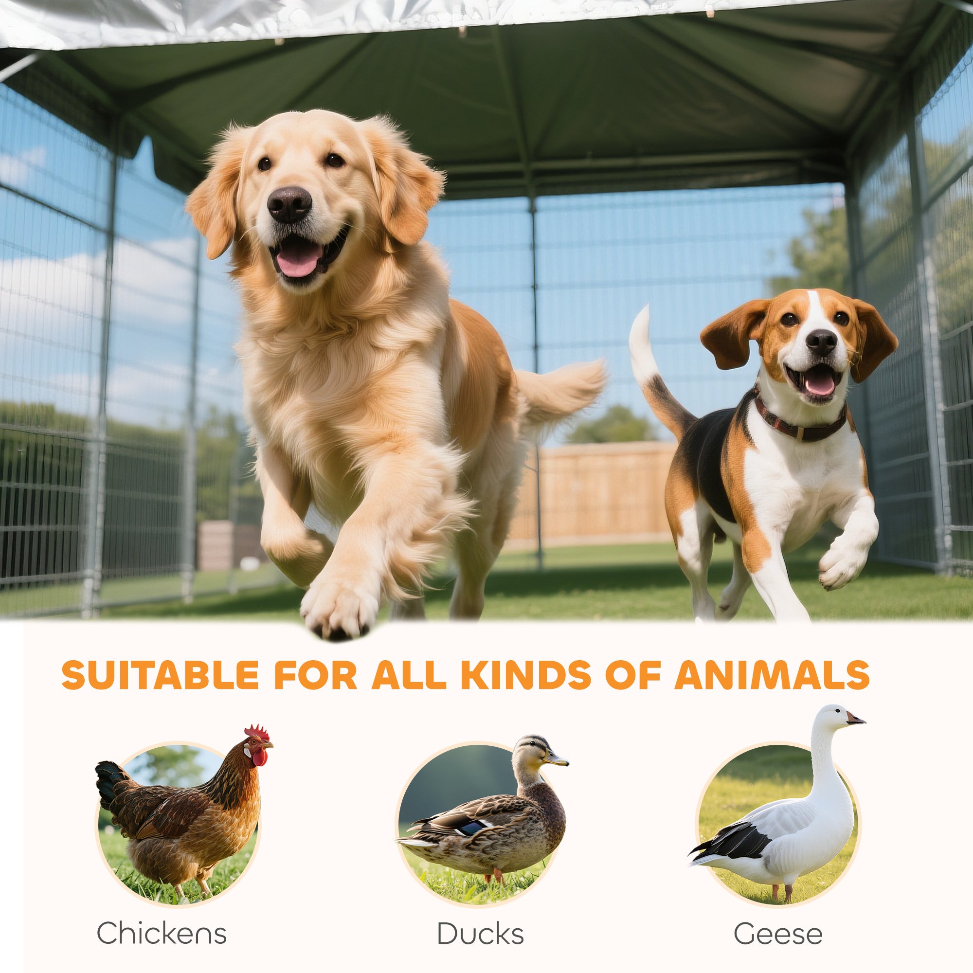 Outdoor Dog Kennel With Adjustable & Rotatable Bowl Rack, Waterproof Cover, Secure Lock, 19.7 X 7.5 X 5.2